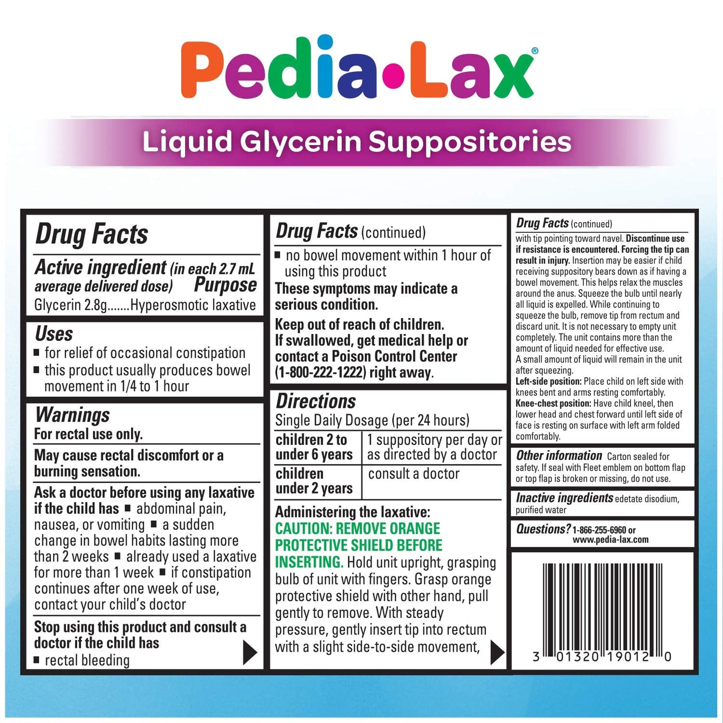 Authentic Pedia-Lax health product box for toddler constipation