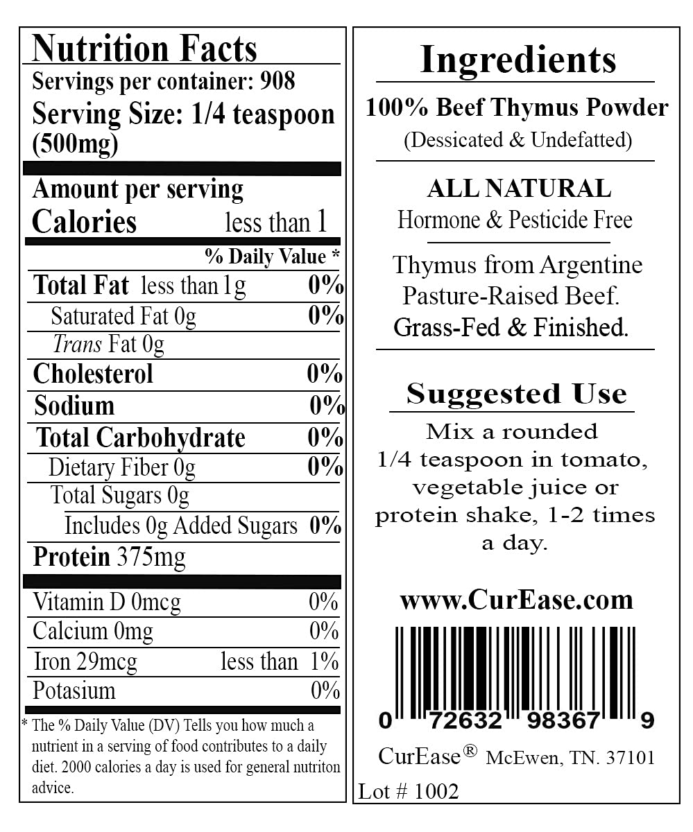 CurEase authentic imported USA source clean dietary wellness thymus powder for natural defense