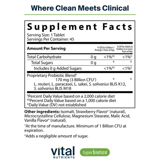 Hyperbiotics children oral probiotic supplement for ear nose and throat health
