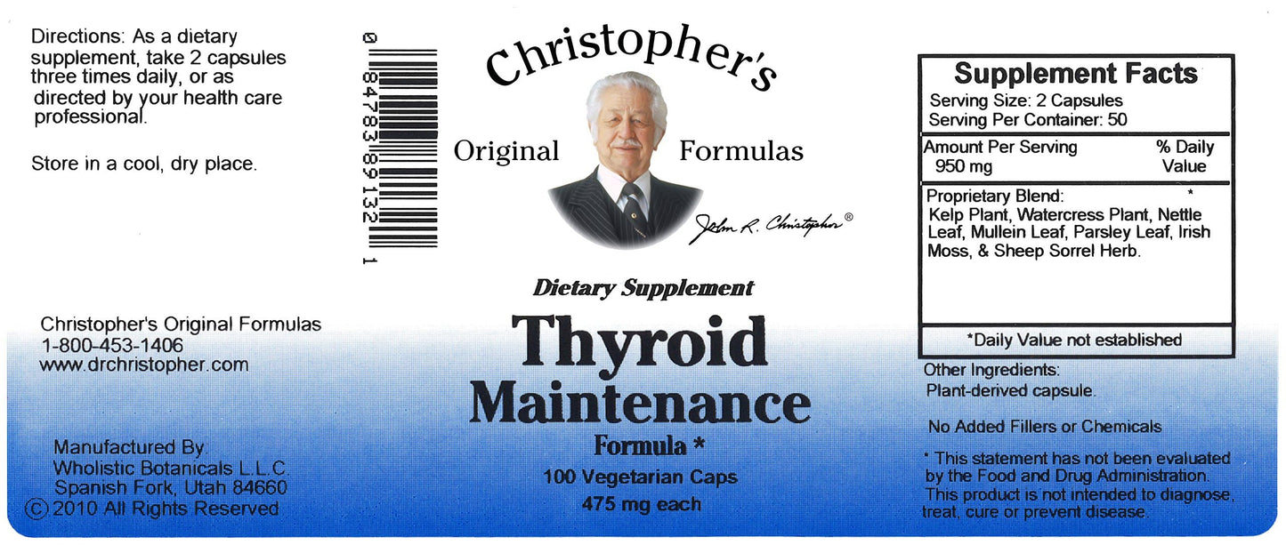 Christopher's Original Formulas Thyroid Maintenance herbal dietary supplement for metabolic support