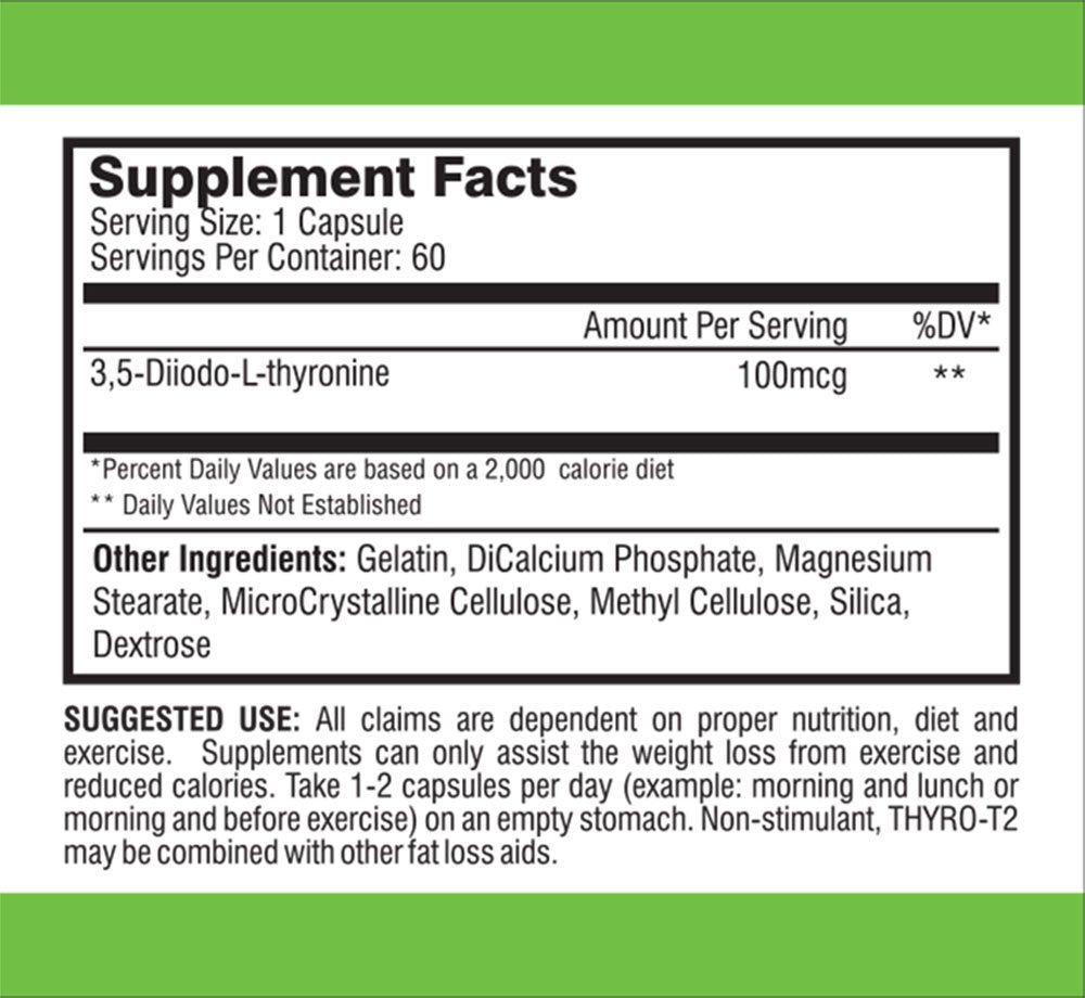 BioCor Nutrition Thyro T2 capsules layout showing authentic dietary supplement seals