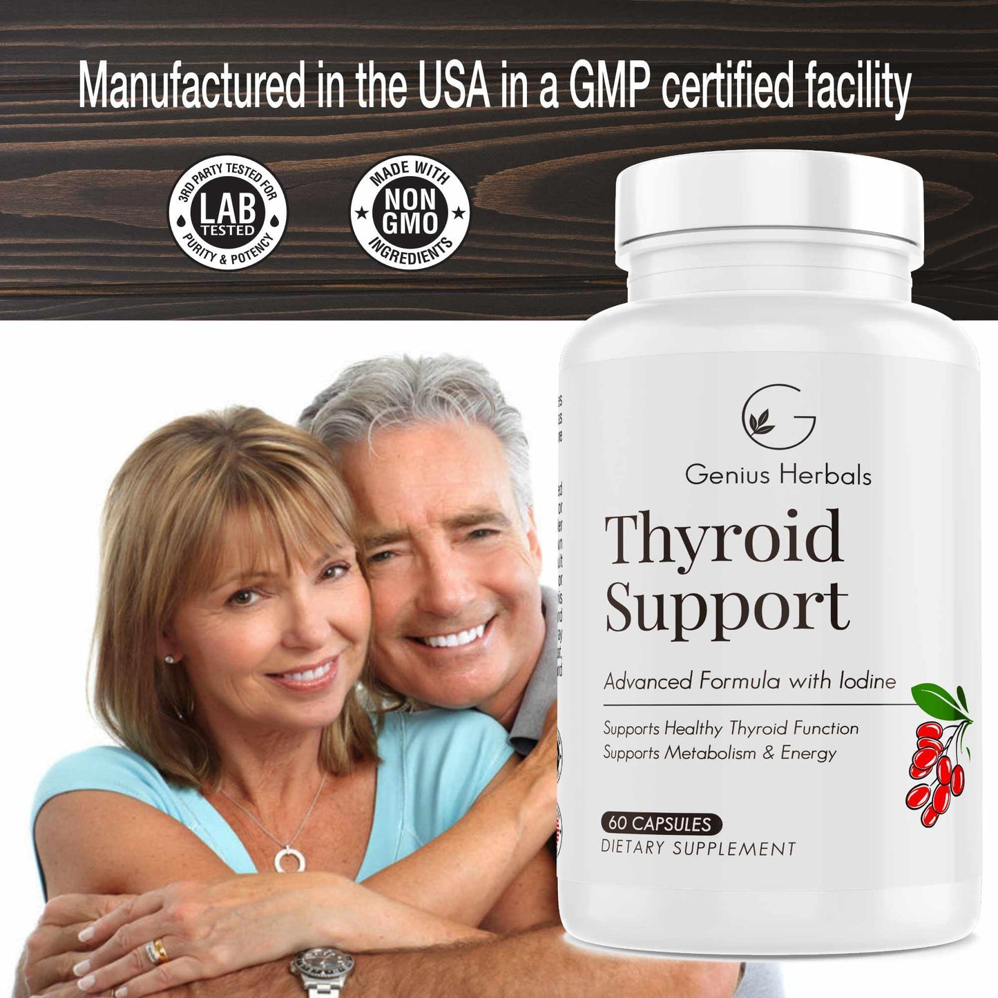 Authentic Genius Herbals metabolism support capsules for daily endocrine wellness.