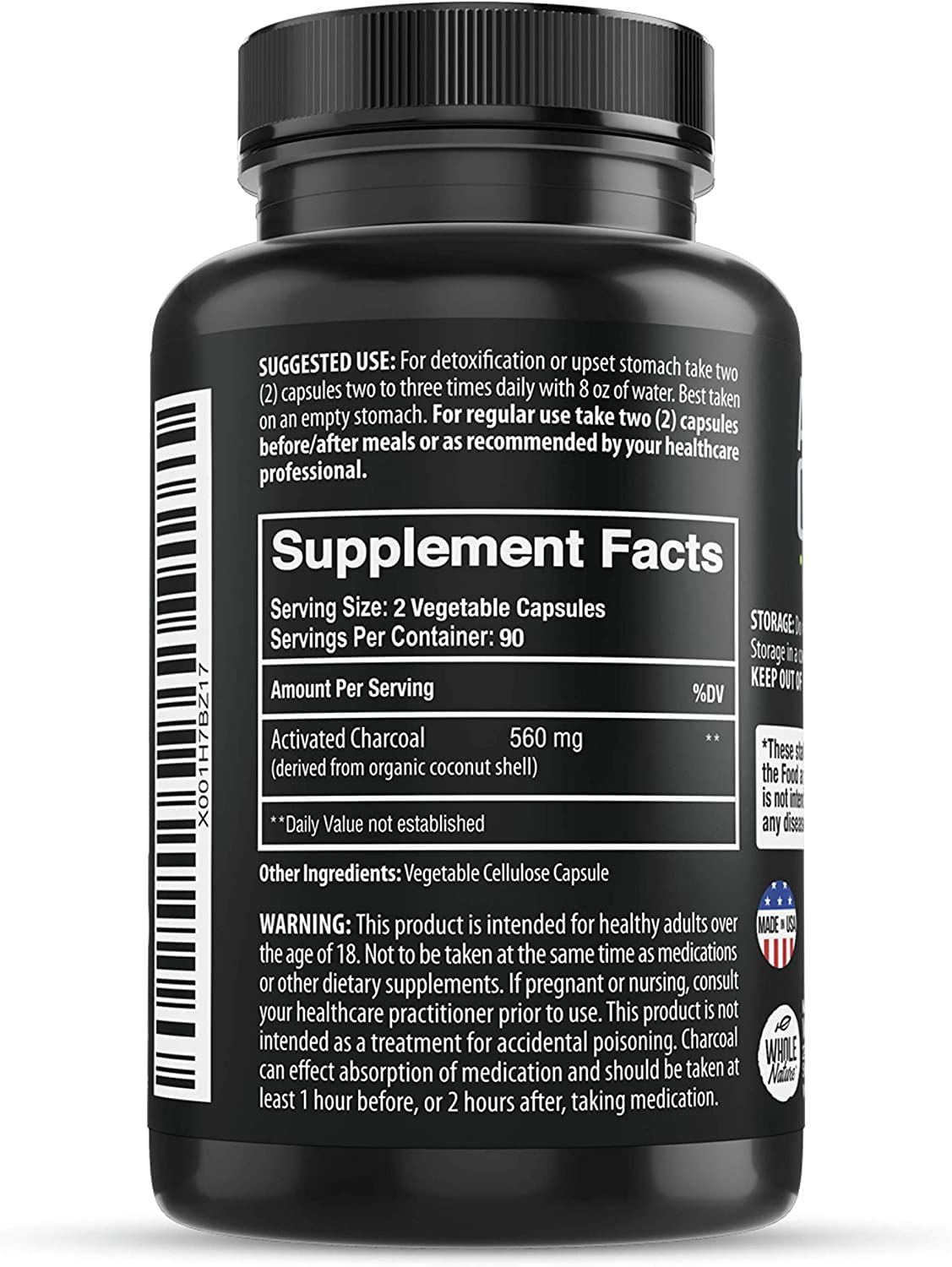 Authentic Whole Nature dietary supplement bottle showing GMP certified packaging detail