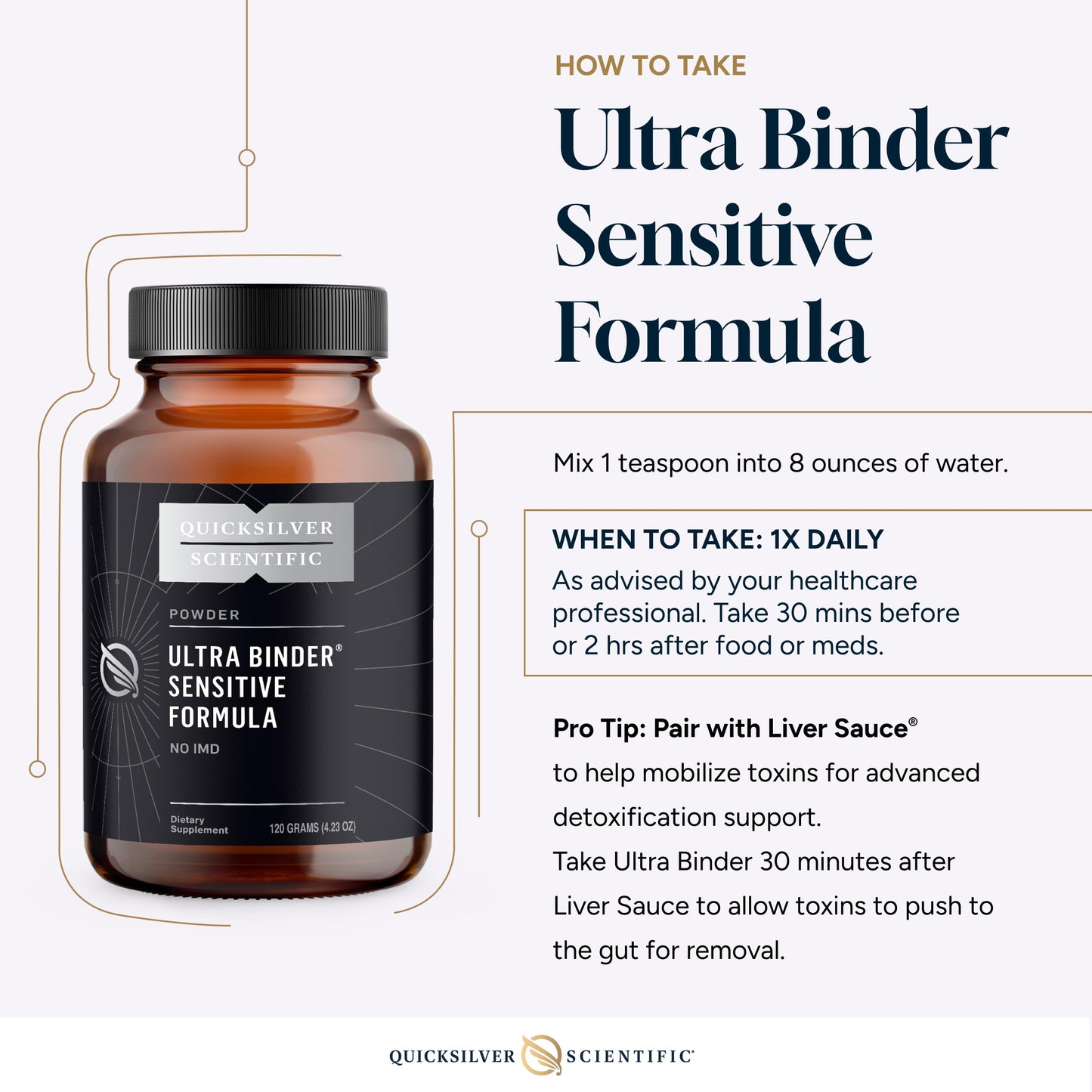 Authentic ultra binder gut health powder container placed on a clean background.