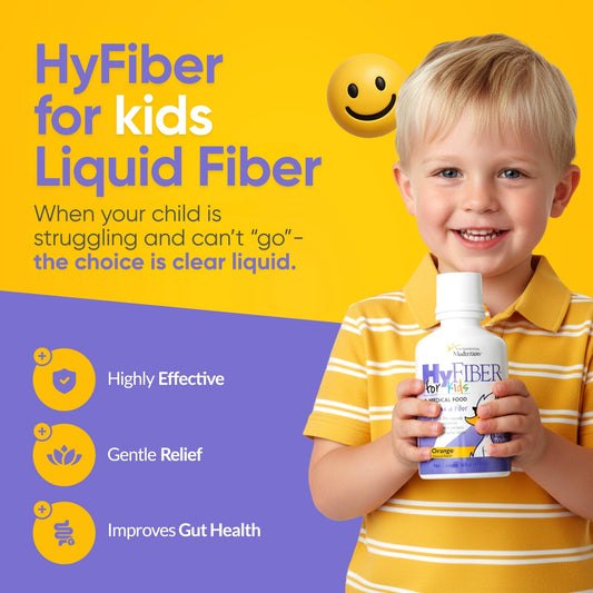 Medtrition liquid fiber for toddlers orange flavor showing supplement facts and ingredient list