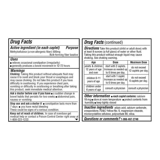Quality Choice methylcellulose 500 milligrams supplement for gentle constipation relief
