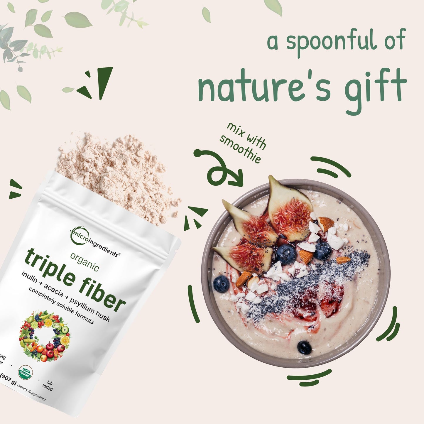 Micro Ingredients non-GMO organic certified digestive health powder for daily gut support.