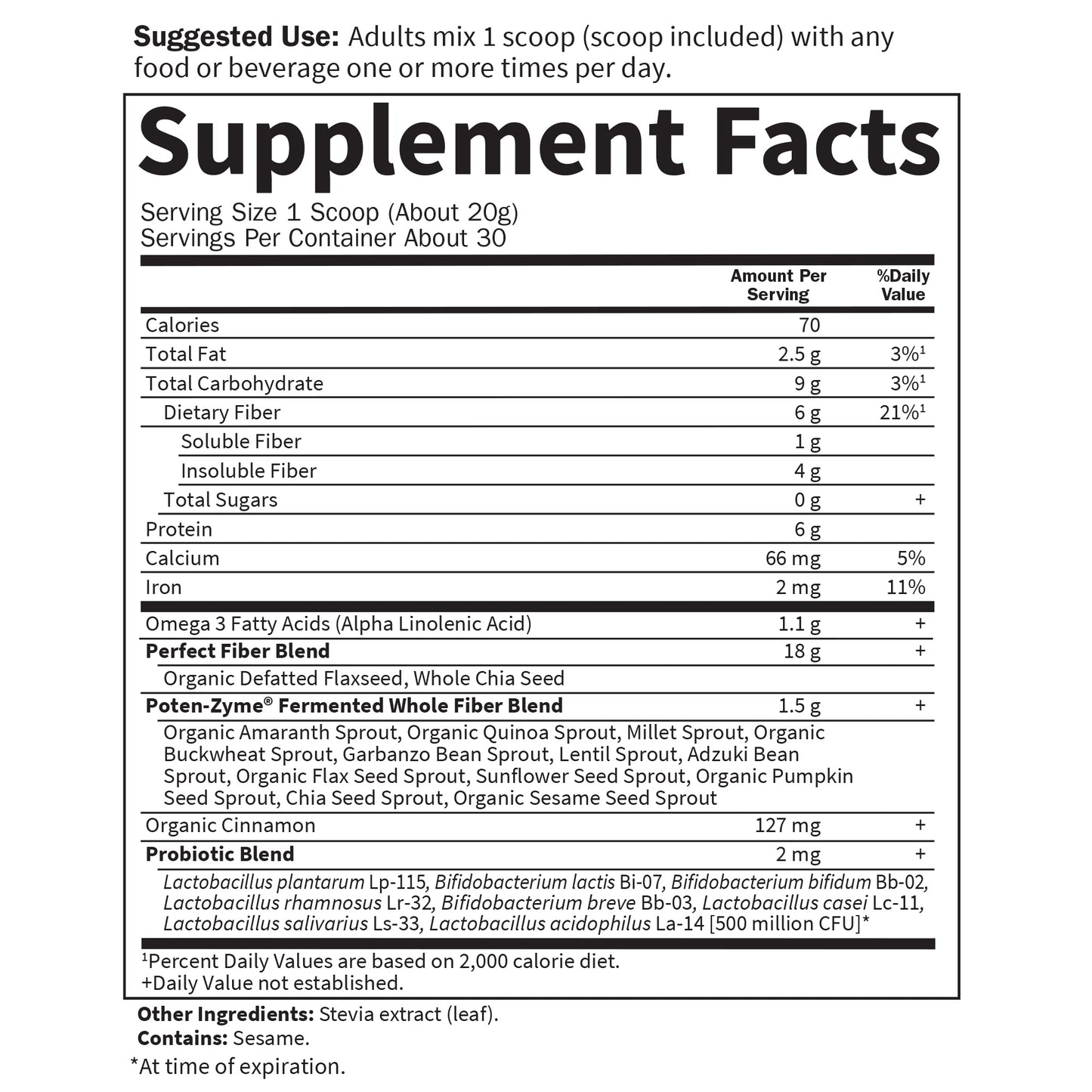 Garden Of Life imported whole food fiber supplement tub for clean daily wellness