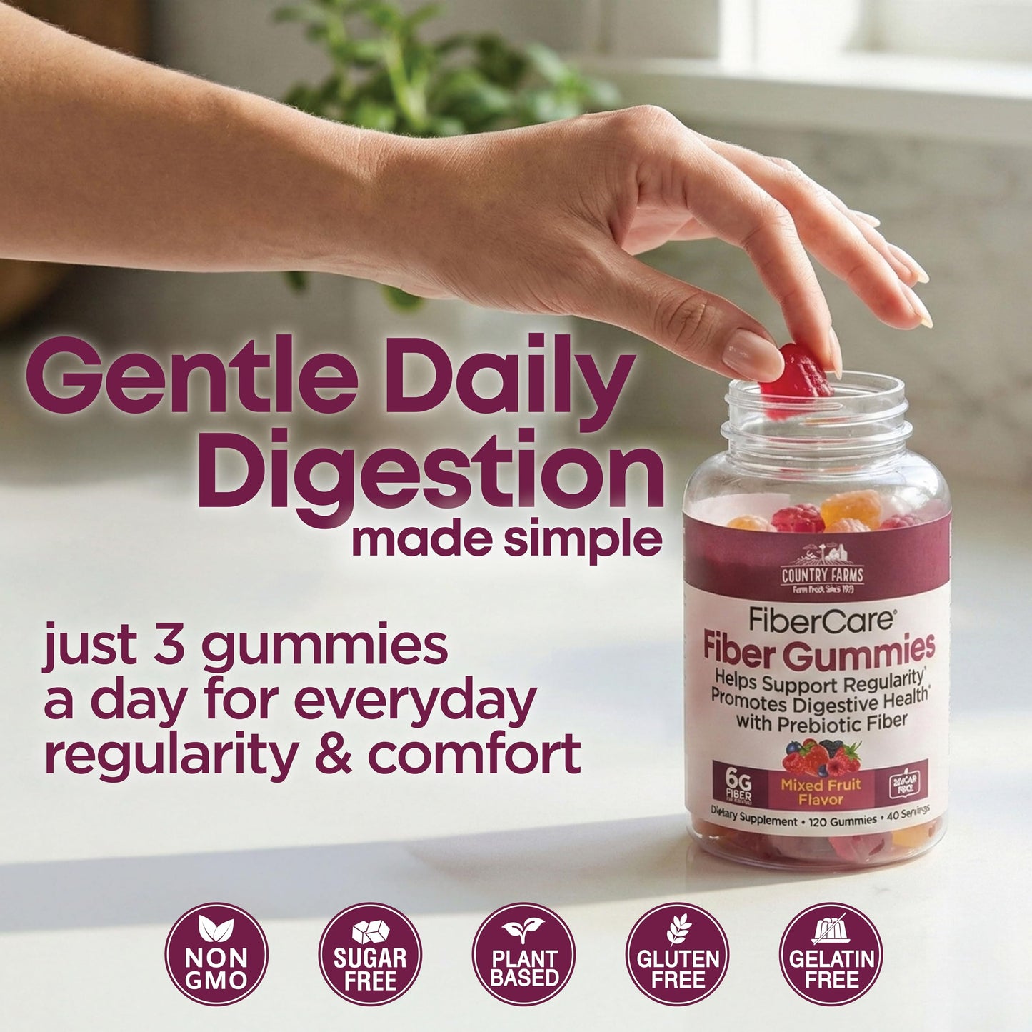 Country Farms bloating relief and bowel regularity prebiotic gummies