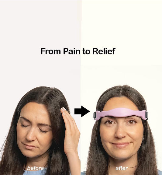 Headache Rescue silicone headband showcasing the adjustable strap mechanism for a personalized fit.