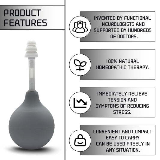 Nerxerx manual ear pressure tool with three sizes of interchangeable silicone tips