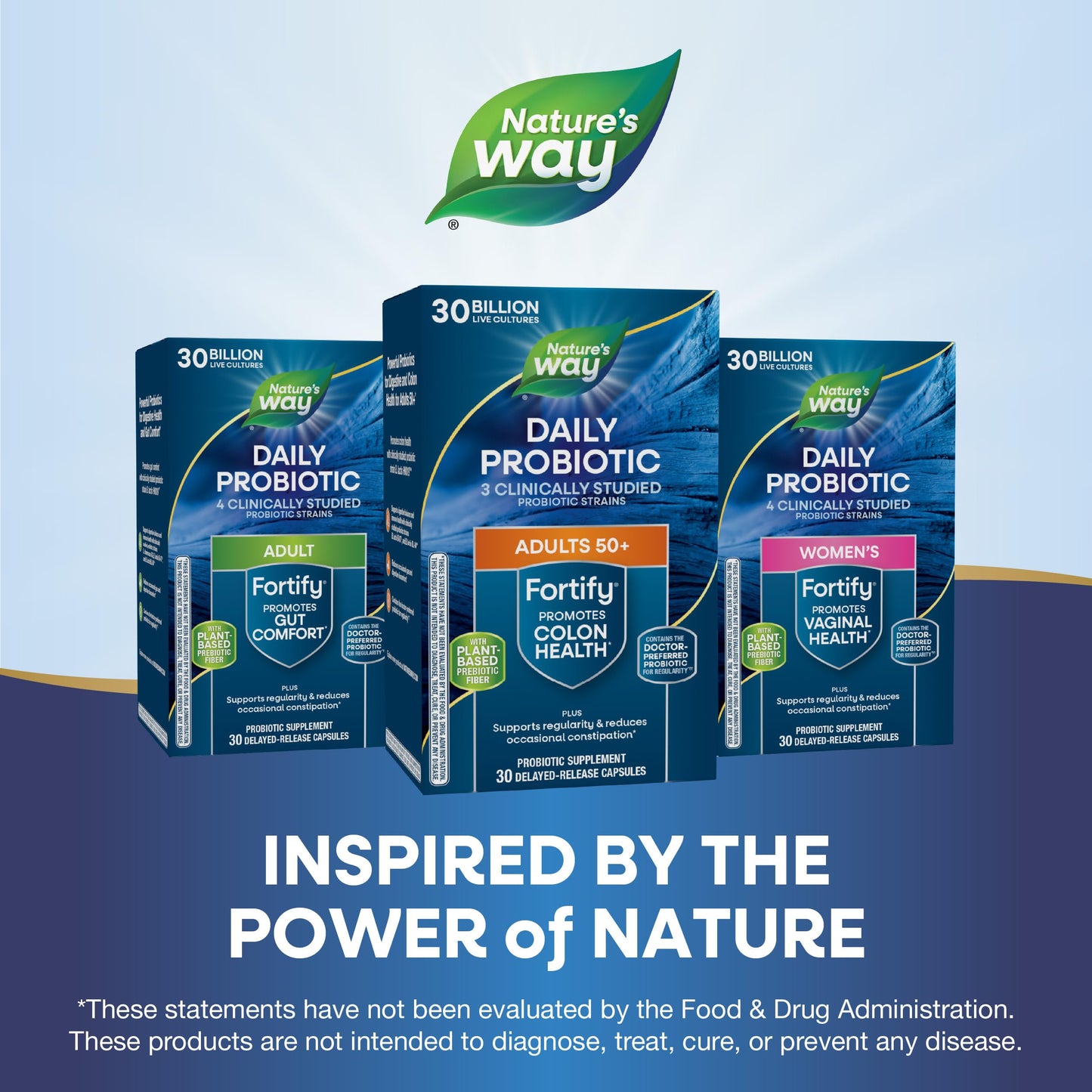 Nature's Way Fortify age 50 plus dietary supplement nutritional facts panel displaying ingredients and directions