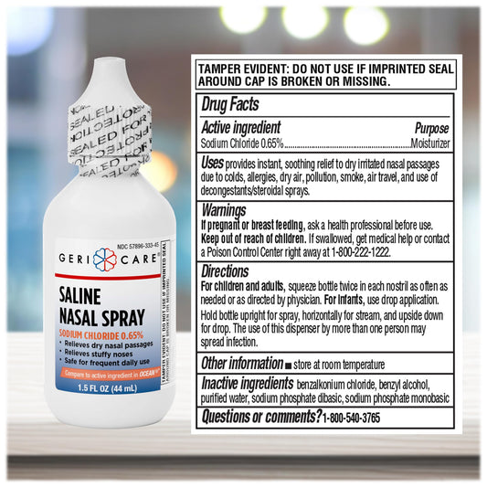 GeriCare non medicated nasal spray pack of four for sinus relief.