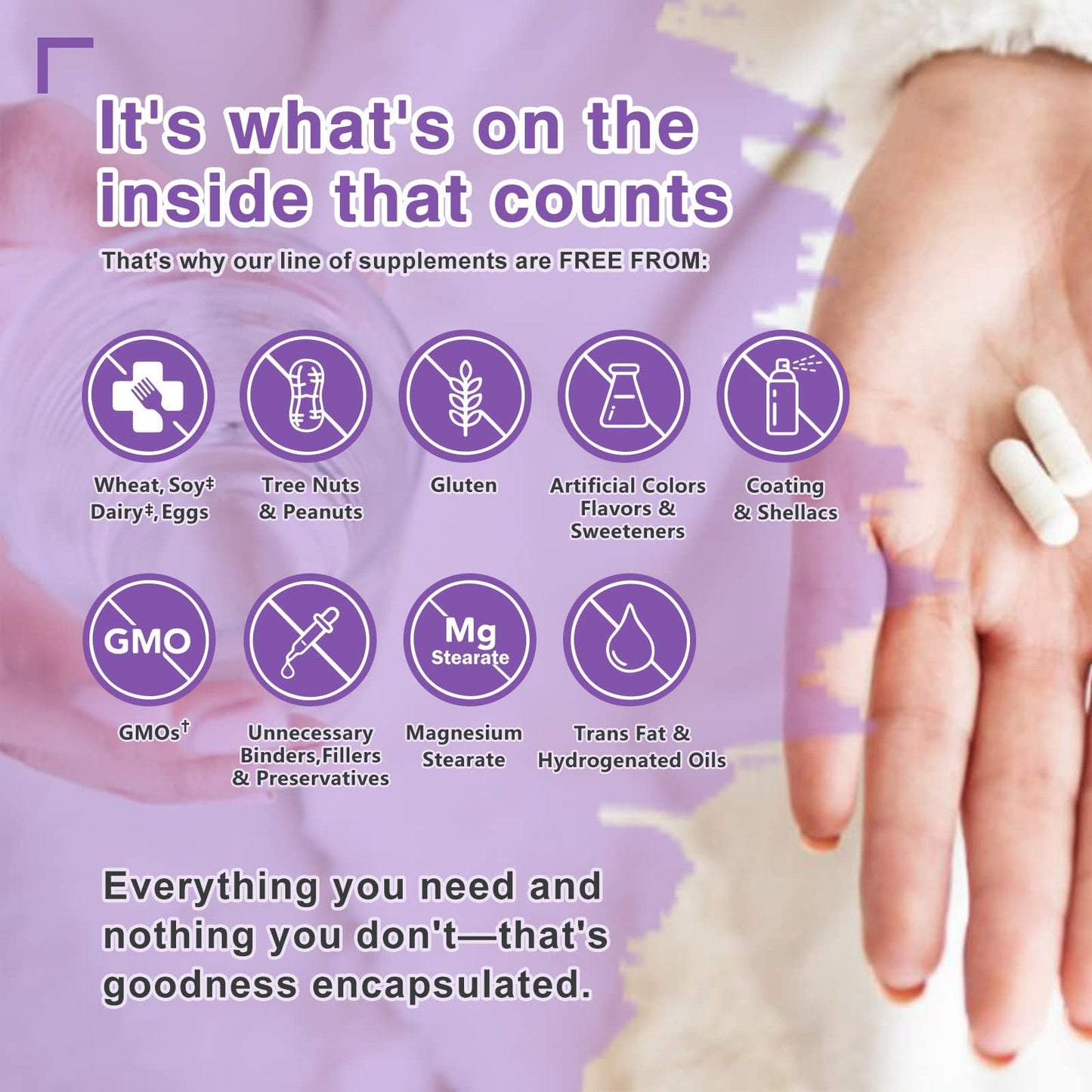 Close up of ZEBORA health supplement for women showing third party verification seals