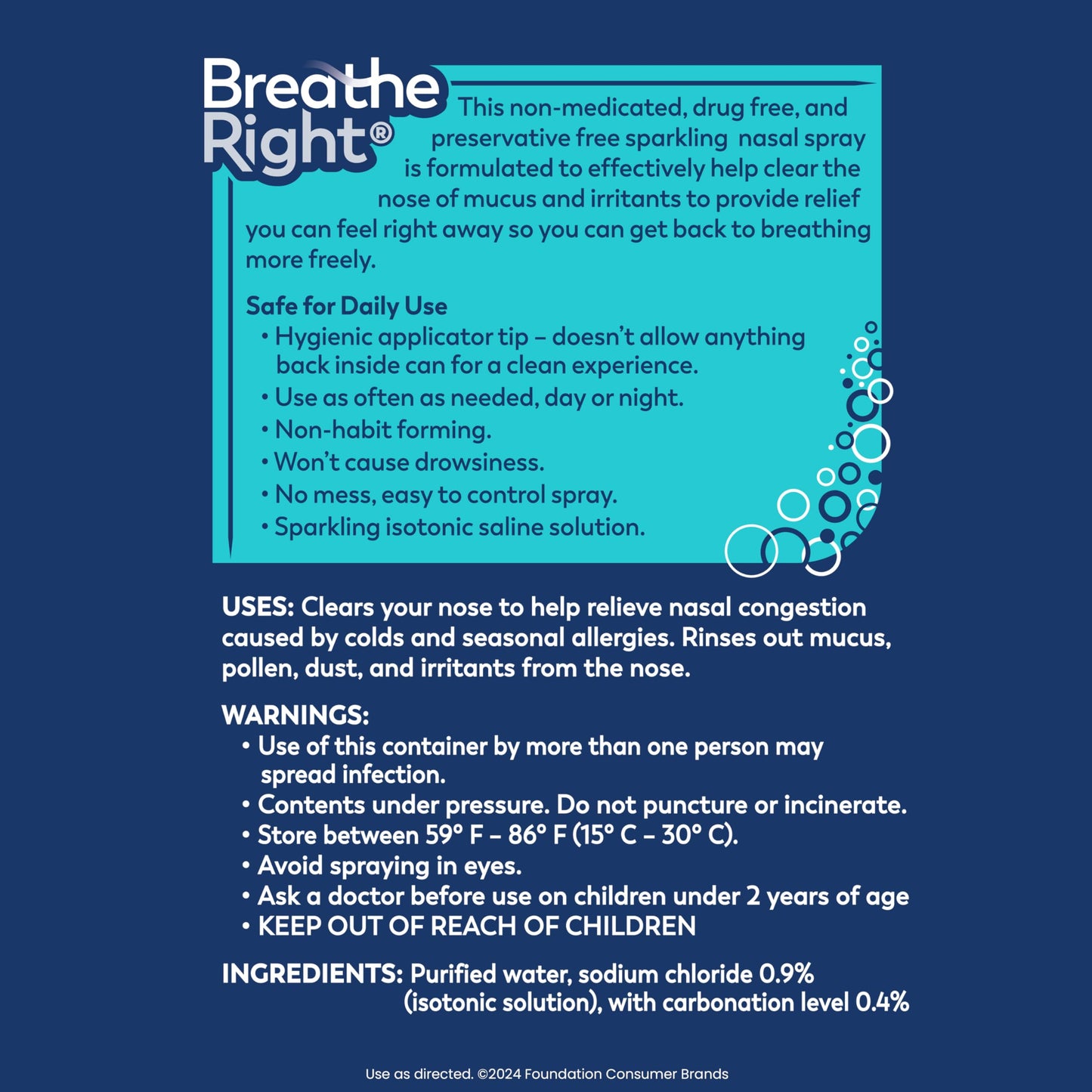 Breathe Right saline nasal rinse spray base view displaying the genuine product batch codes