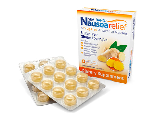 Sea-Band sugar free travel lozenges for motion sickness relief