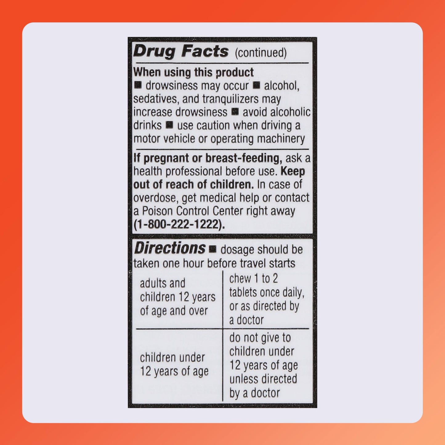 Rugby Laboratories motion sickness prevention tablets single bottle layout for travel care