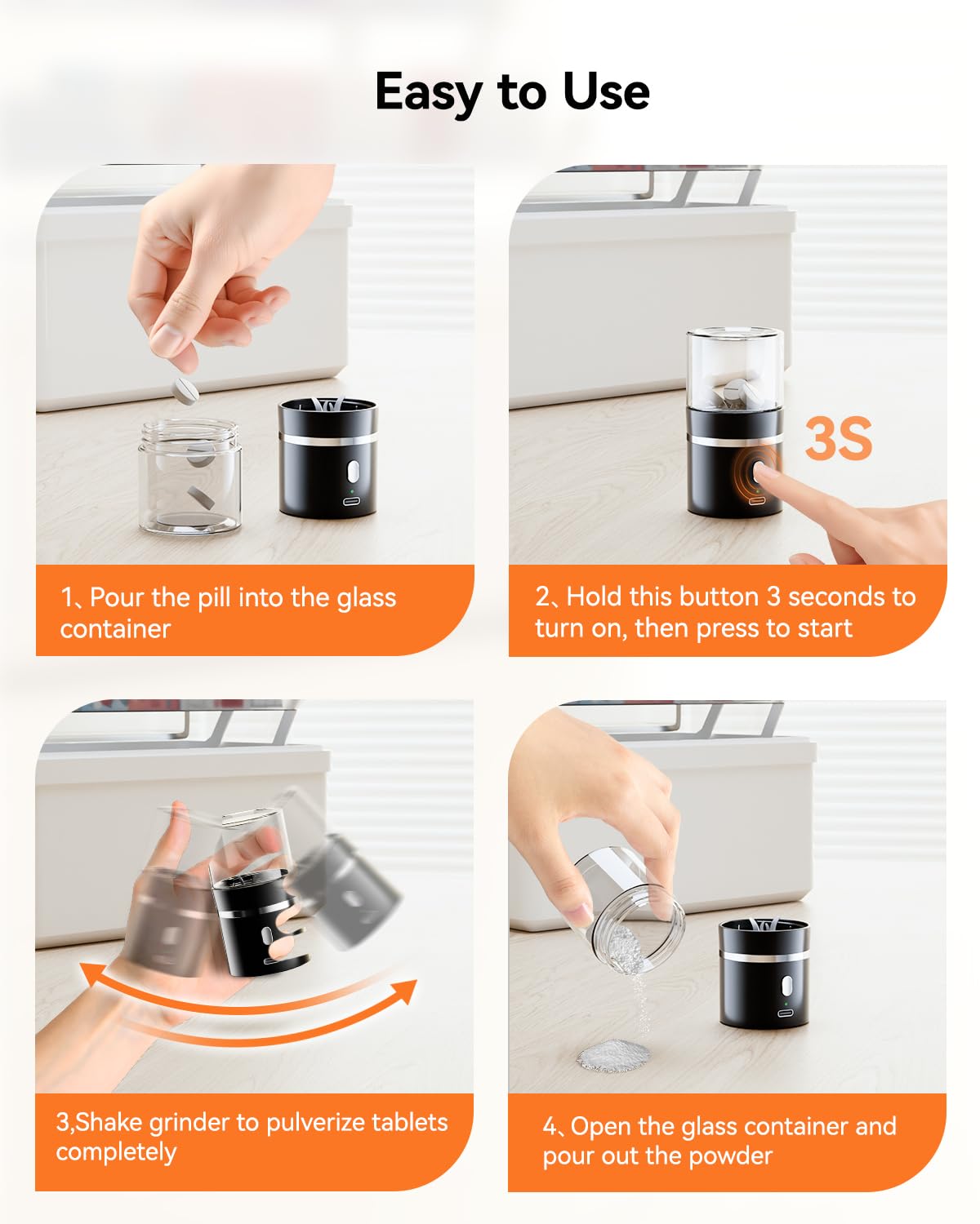 Rinse-ready glass jar attachment being cleaned under a water faucet for hygienic supplement preparation.