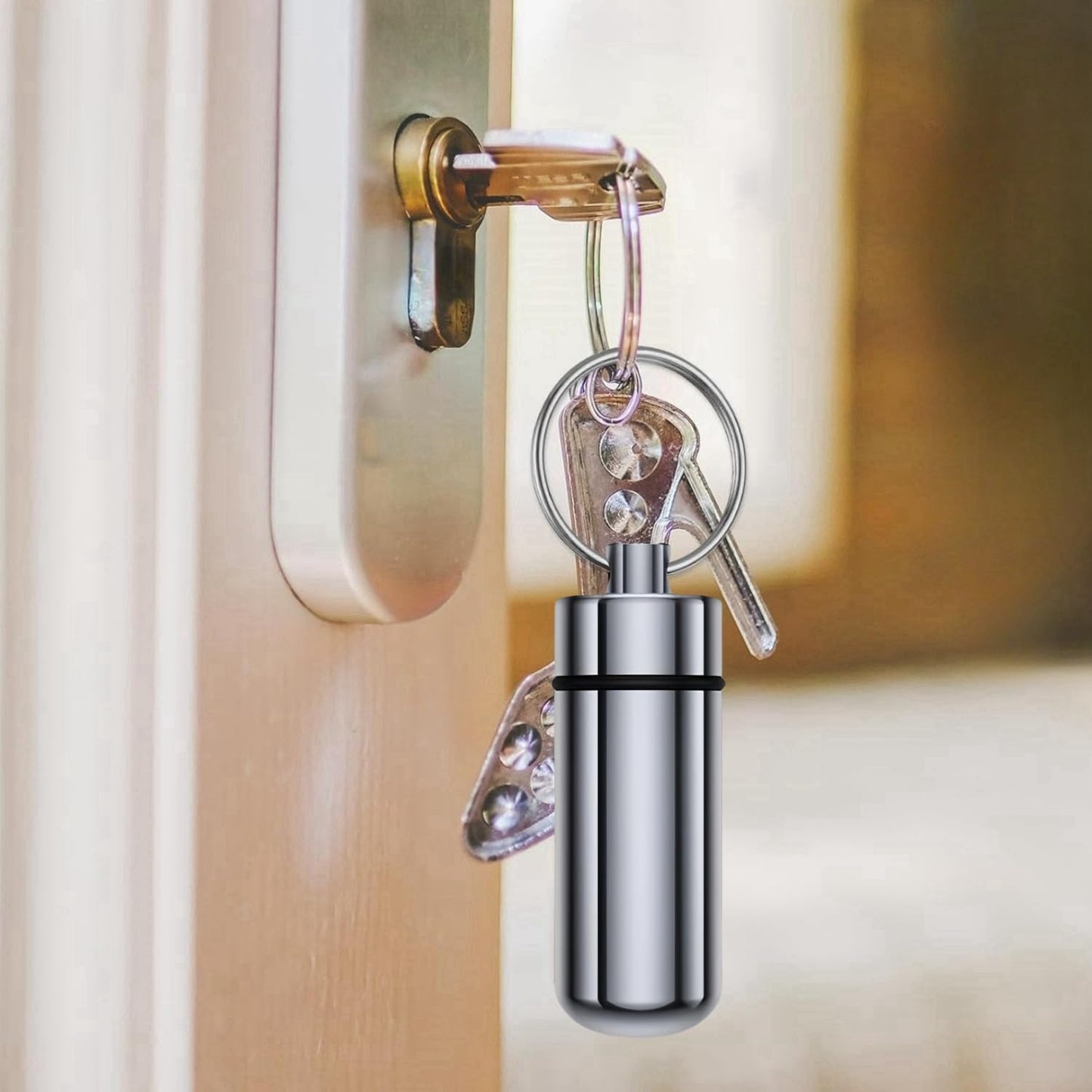 Four independent aluminum pocket medicine boxes with sturdy key rings for daily organization