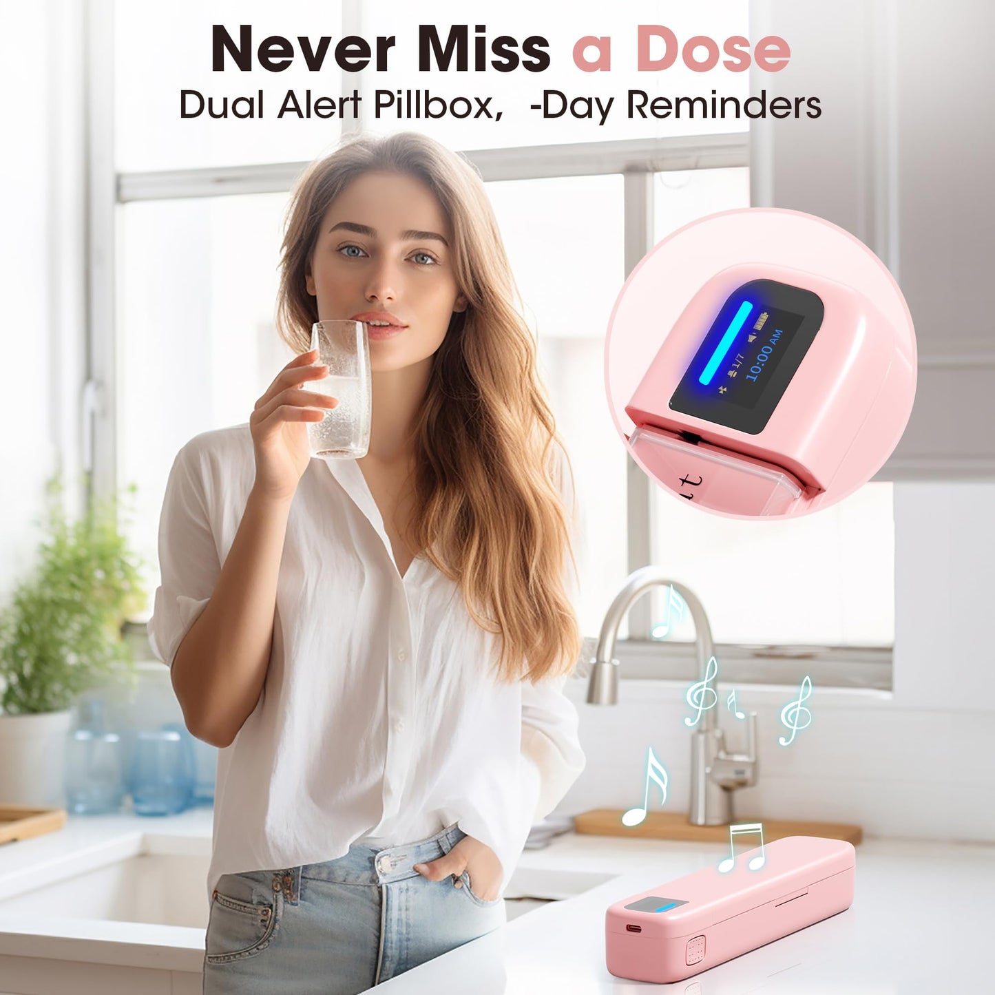 Daviky automatic medicine storage organizer showing vitamin capsules loaded inside