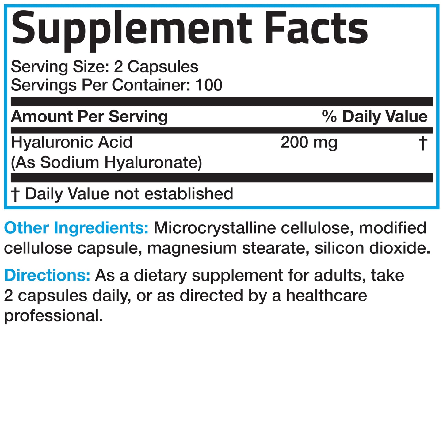 Bronson Hyaluronic Acid 200 Count Package Flat Lay