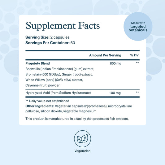 Youtheory Hyaluronic Acid 120 Capsules Supplement Facts Label