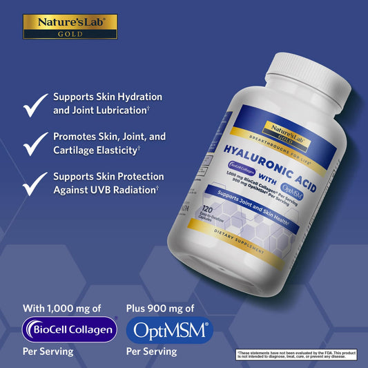 Nature's Lab Hyaluronic Acid 120 Capsules supplement facts label