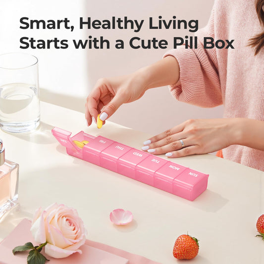 Arthritis friendly medicine box displaying effortless open curved lid design
