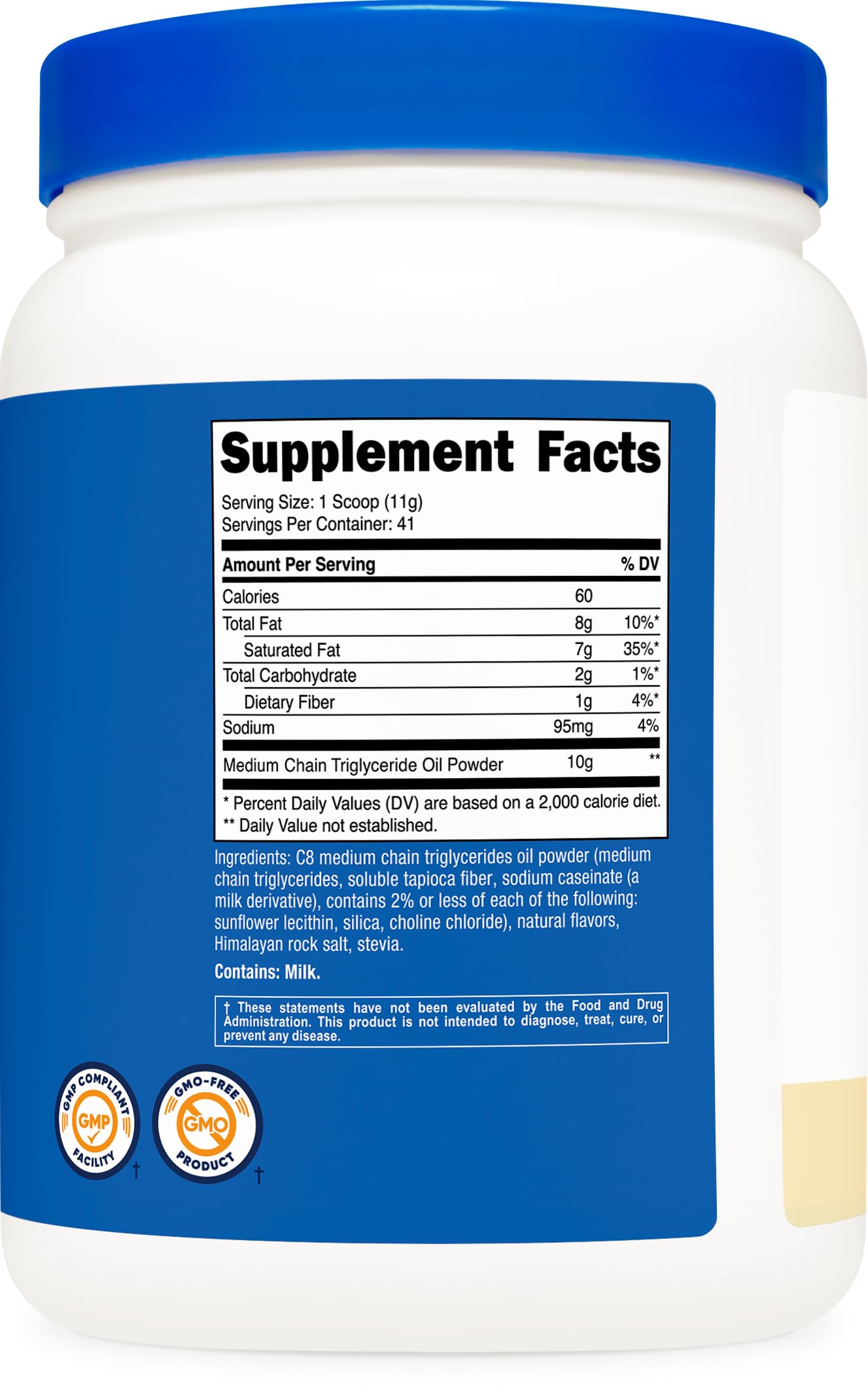 Nutricost C8 MCT Oil Powder 16 ounce container lifestyle shot
