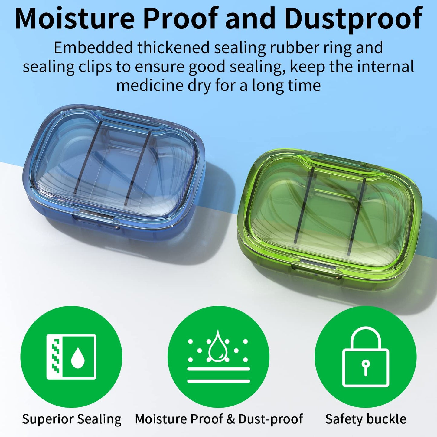 TecQach travel pill organizer set next to a purse showing daily carry convenience.