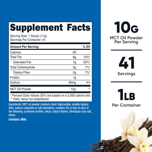 Close up of Nutricost MCT powder label details
