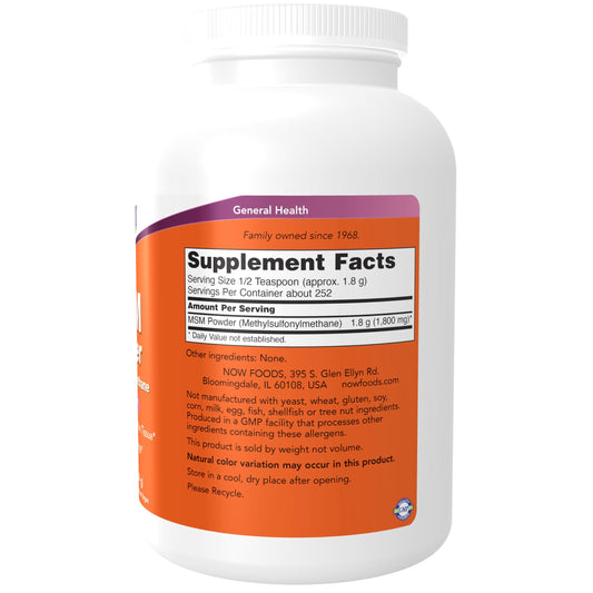 Now Foods methylsulfonylmethane supplement powder nutrition facts and ingredients