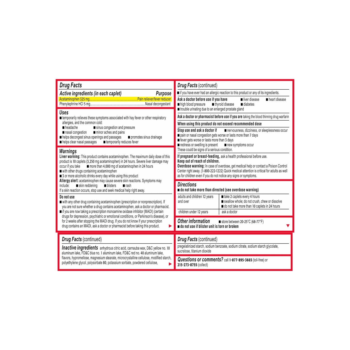 USA imported Tylenol Sinus and Headache box for international buyers.