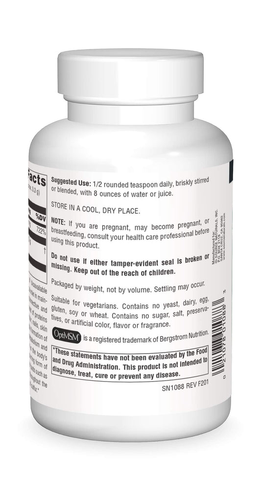 Source Naturals Methylsulfonylmethane dietary sulfur supplement powder packaging details