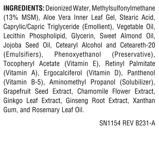 Source Naturals methylsulfonylmethane cream packaging displaying organic sulfur benefits.