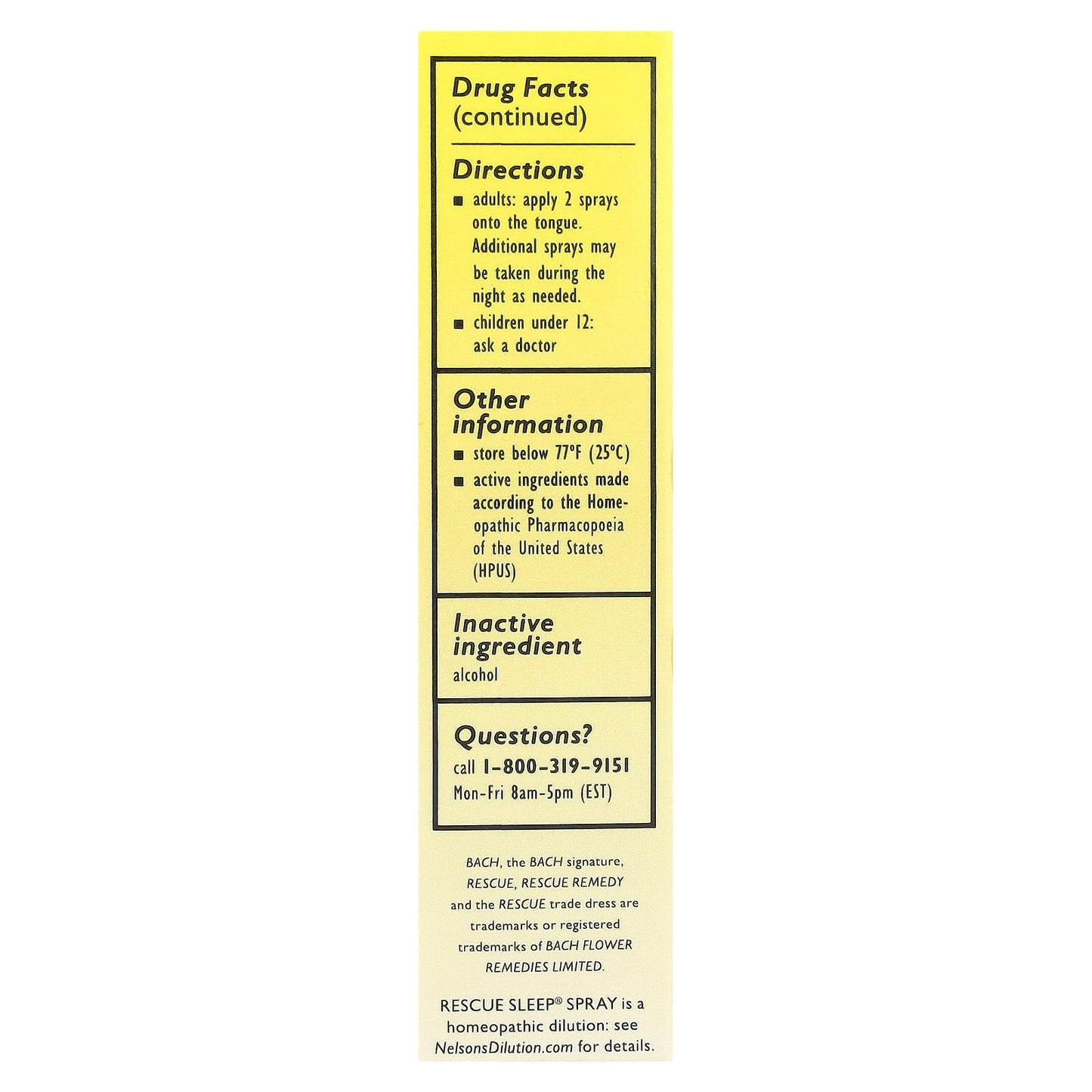 Authentic USA imported Bach RESCUE SLEEP spray packaging on plain background