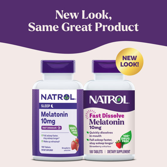 Natrol Melatonin 10mg adult sleep aid side label showing supplement facts