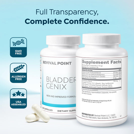 Bladdergenix capsules bottle showing Crataeva Nurvala and Lindera Aggregata herbal blend details