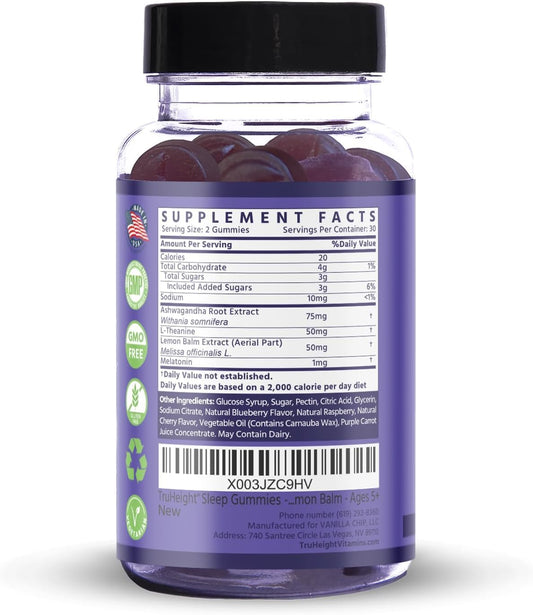 TruHeight melatonin and ashwagandha supplements for kids and teens