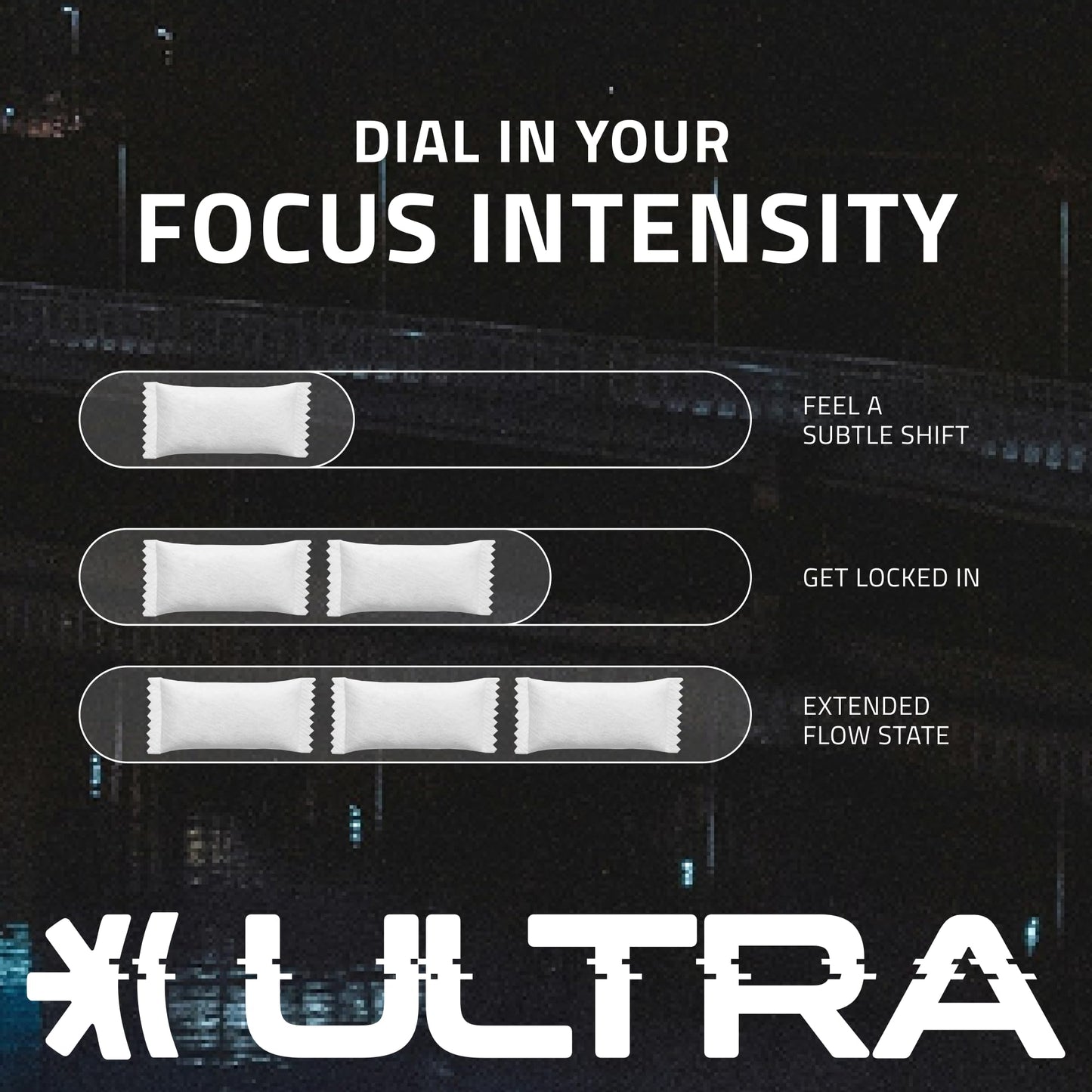 Ultra Focus pouches imported lifestyle product shot