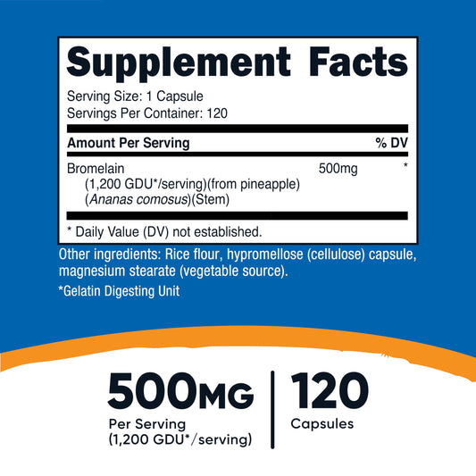 Nutricost Bromelain digestive enzyme supplement nutrition label