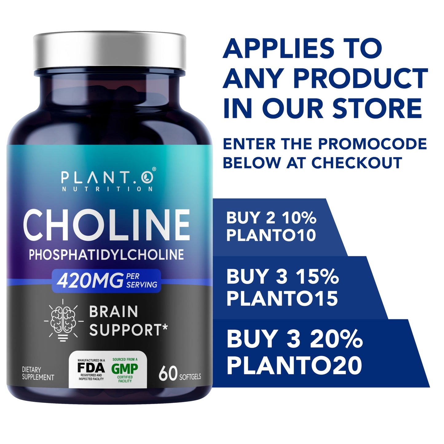 Premium imported Choline Phosphatidylcholine bottle