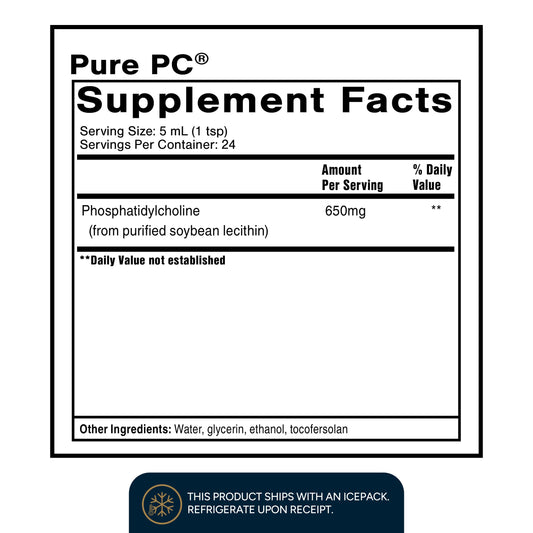 Quicksilver Scientific Micellized Pure PC 120ml supplement bottle label detail