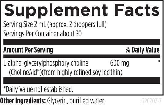Designs for Health GPC Liquid supplement nutrition label