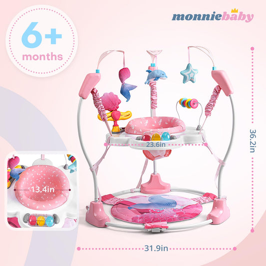 Infant playing in Monniebaby mermaid activity center 360 degree seat