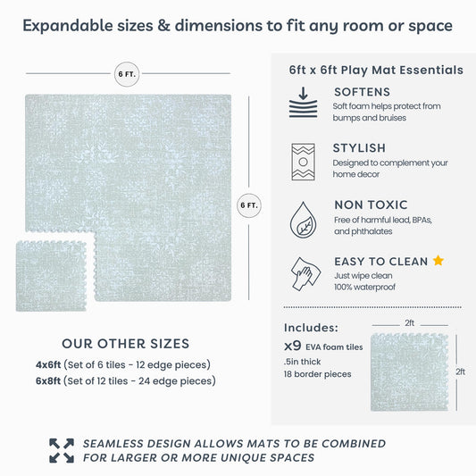 Little Landings Eden baby play mat sage green botanical pattern