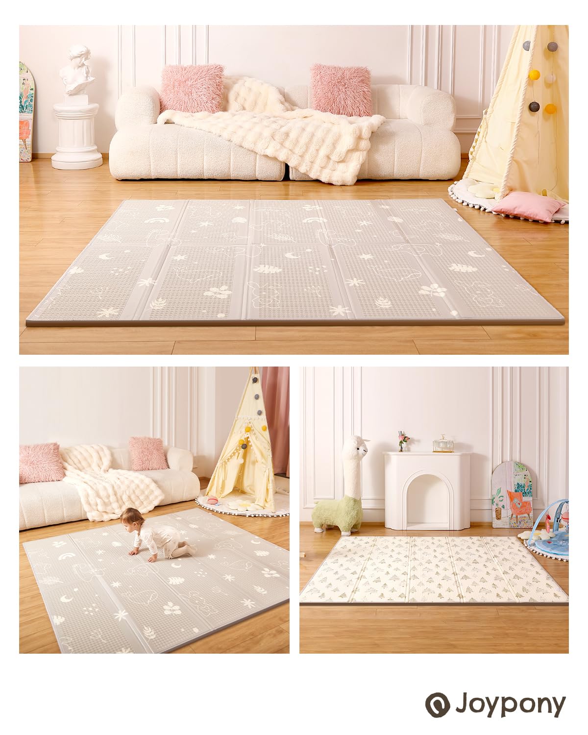 Joypony baby play mat showing reversible design patterns