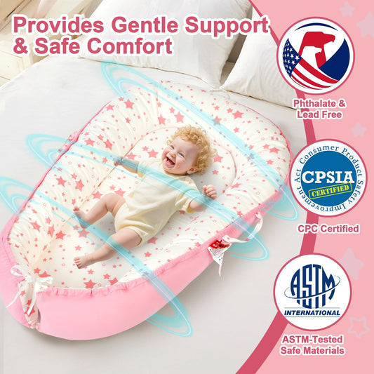 Portable infant support pad with carry handles
