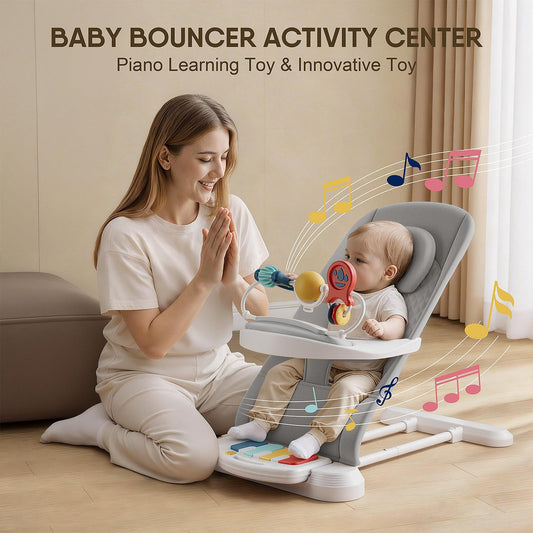 Side profile of Infantso baby bouncer showing adjustable recline
