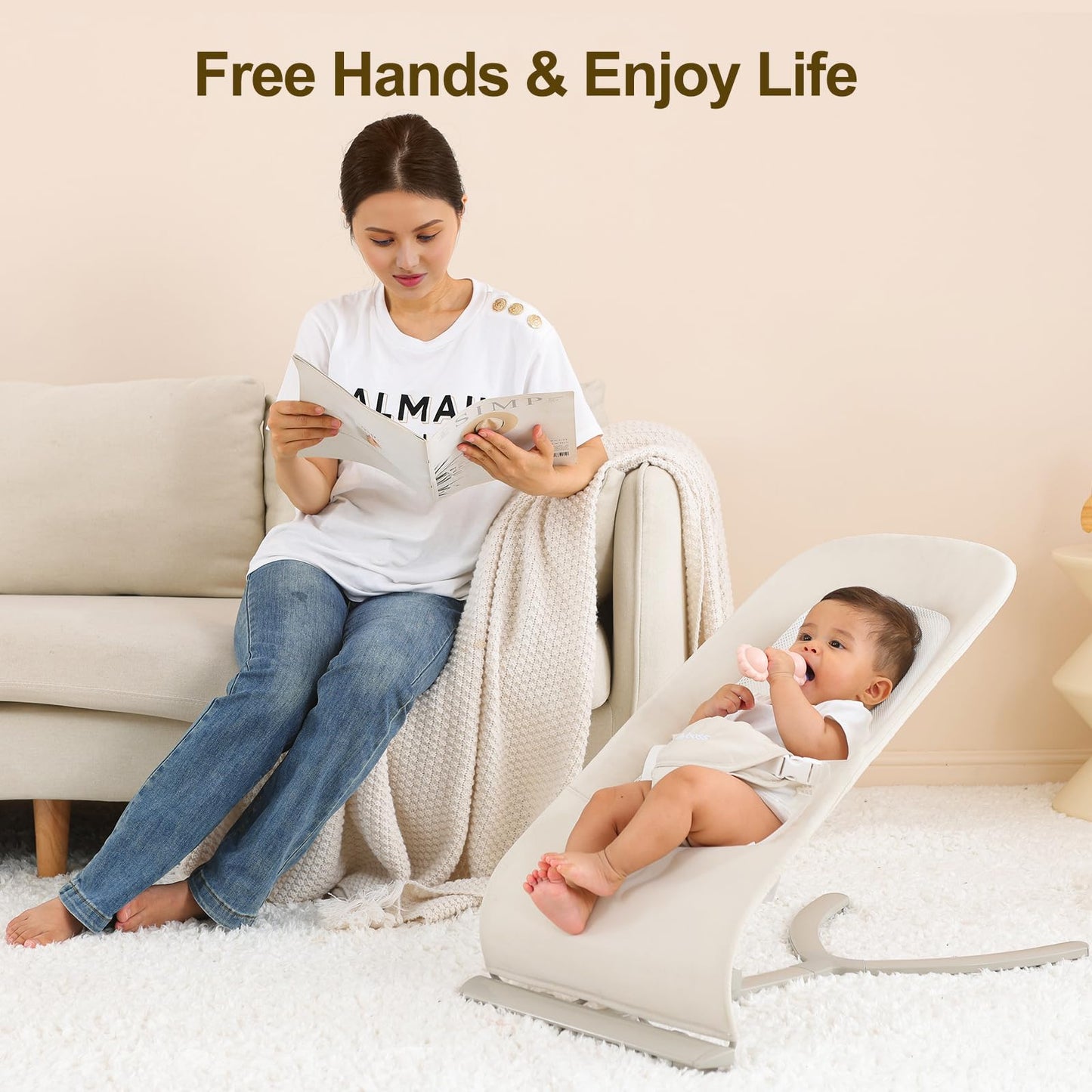 FlyBoss 3-in-1 bouncer and rocker lifestyle product packaging